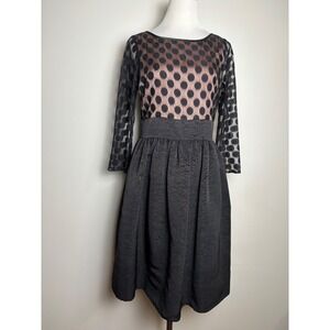 Eliza J Polka Dot Mesh Fit & Flare Cocktail Dress 8 Elegant Retro Wedding Guest
